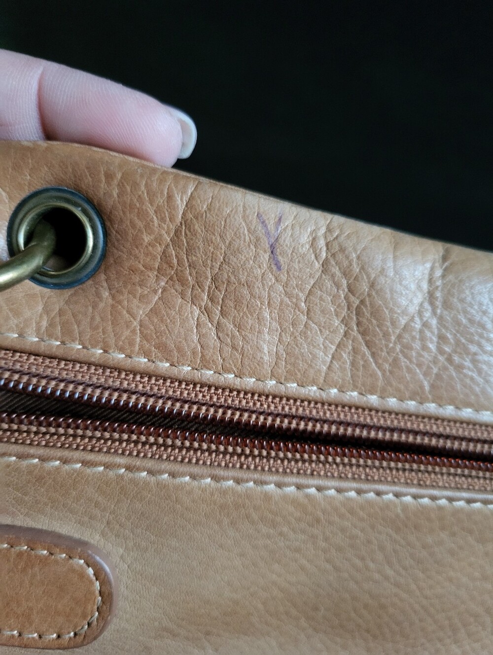 Fossil Brown Leather Crossbody Bag - Adjustable Strap - Picture 7 of 10